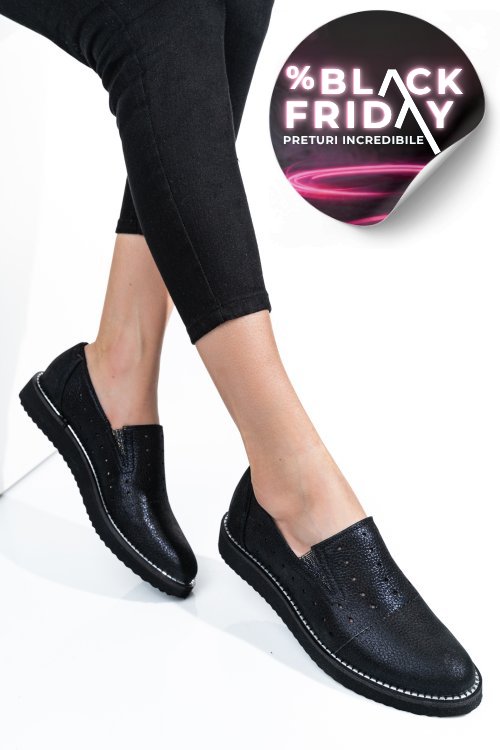 Pantofi negru sidef piele naturala 1pc14155