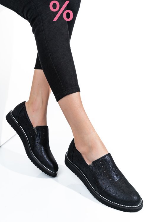 Pantofi negru sidef piele naturala 1pc14155