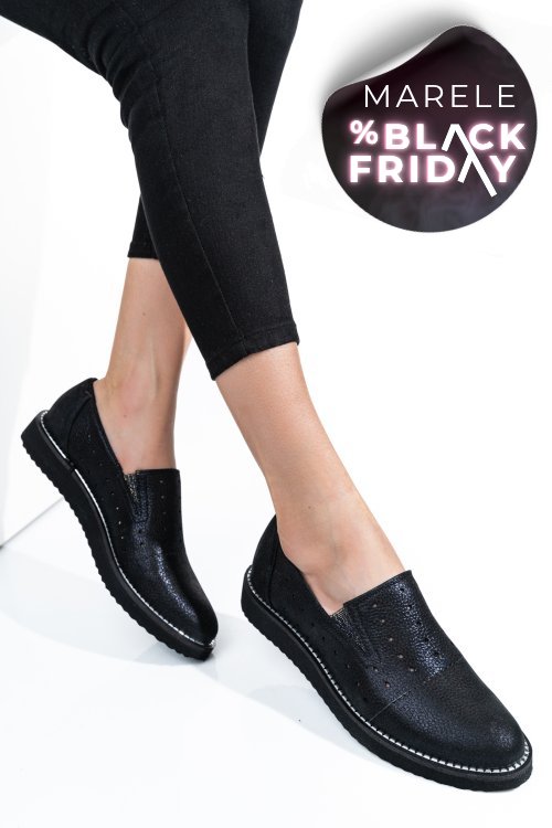 Pantofi negru sidef piele naturala 1pc14155