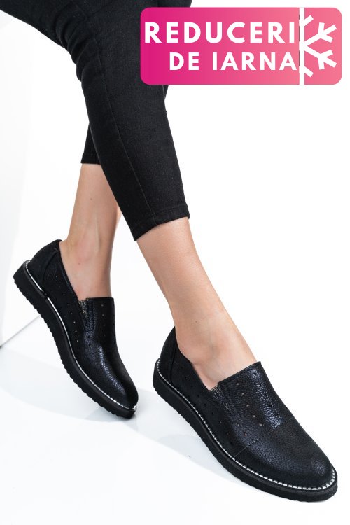 Pantofi negru sidef piele naturala 1pc14155