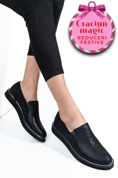 Pantofi negru sidef piele naturala 1pc14155