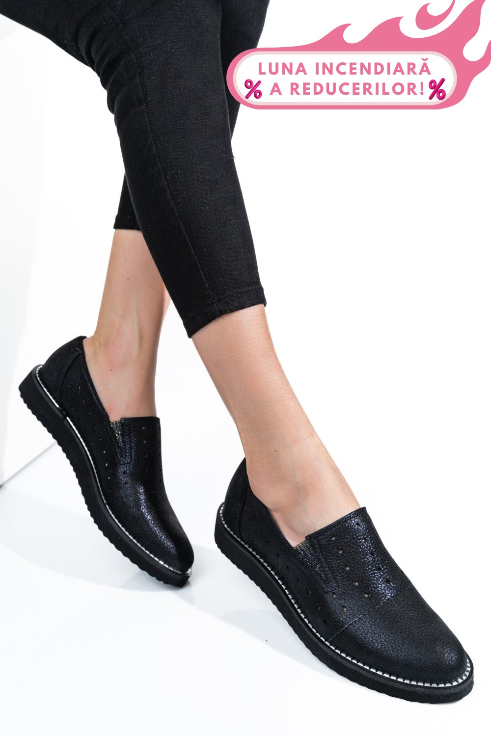 PANTOFI NEGRU SIDEF PIELE NATURALA 1PC14155