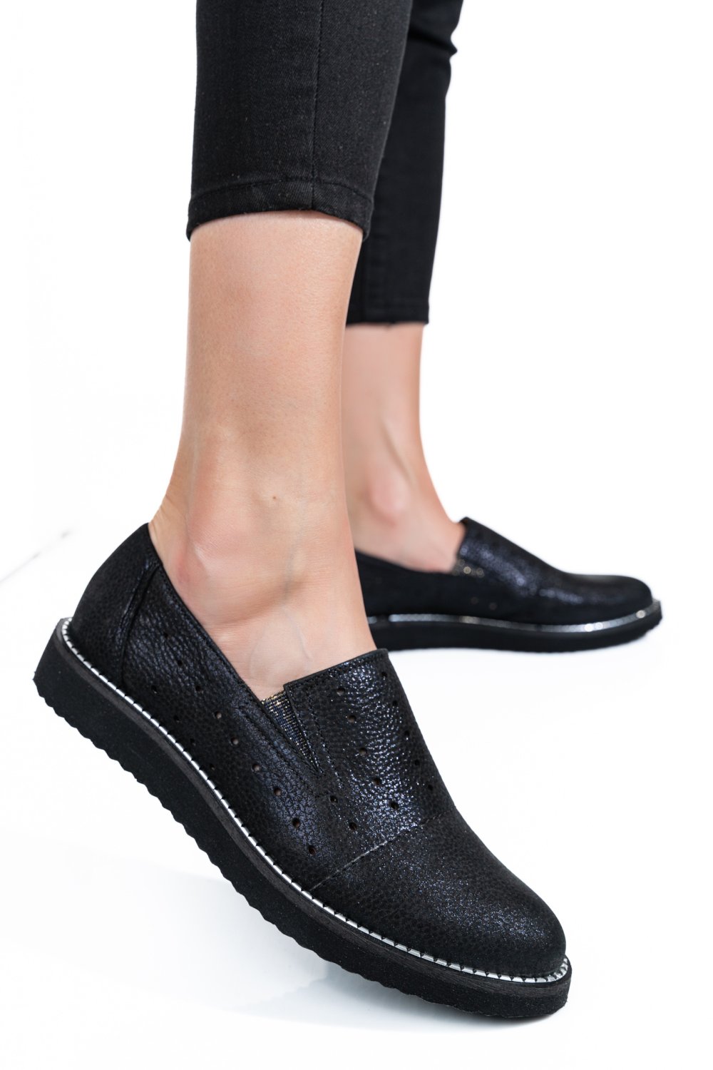 PANTOFI NEGRU SIDEF PIELE NATURALA 1PC14155
