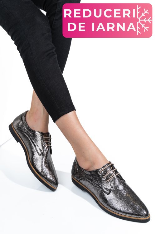 Pantofi argintiu sidef piele naturala 9pc01