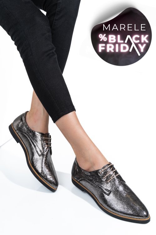 Pantofi argintiu sidef piele naturala 9pc01