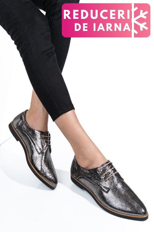 Pantofi argintiu sidef piele naturala 9pc01
