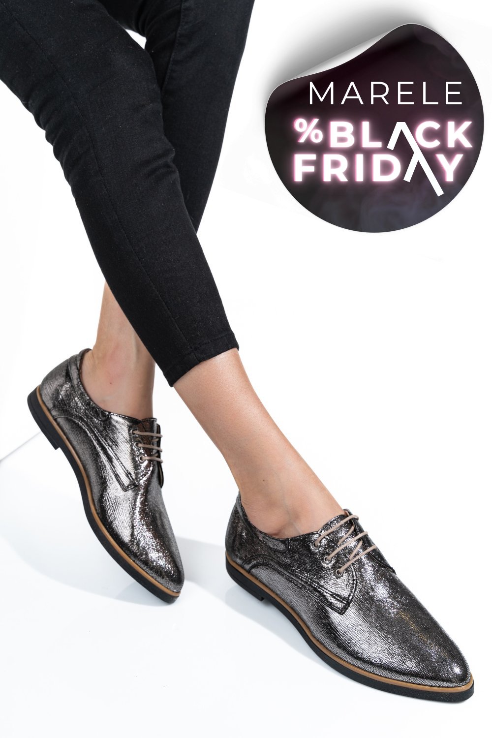 PANTOFI ARGINTIU SIDEF PIELE NATURALA 9PC01