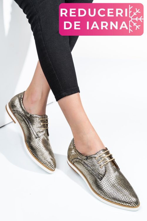 Pantofi aurii piele naturala 9pc01
