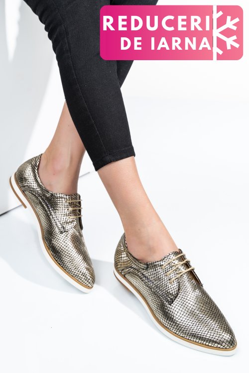 Pantofi aurii piele naturala 9pc01