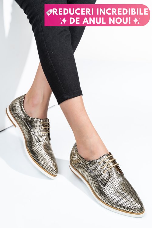 Pantofi aurii piele naturala 9pc01