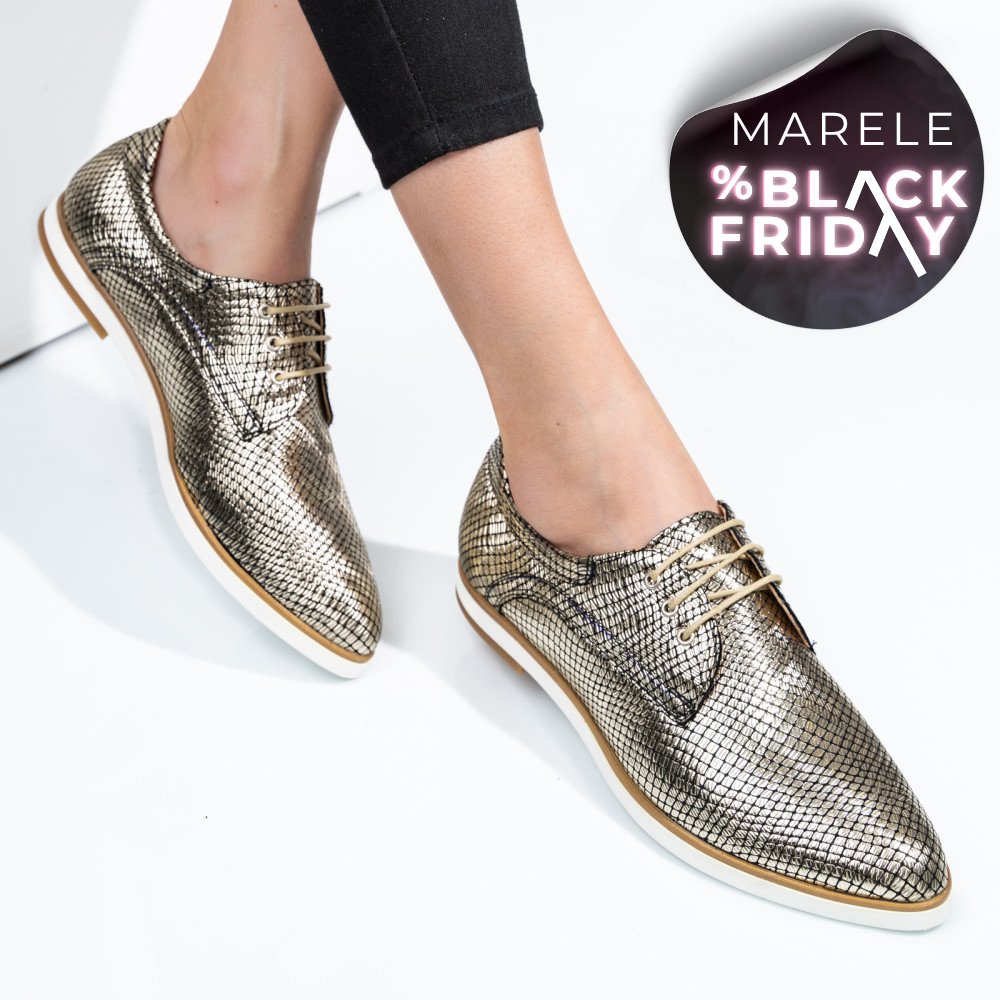 PANTOFI AURII PIELE NATURALA 9PC01