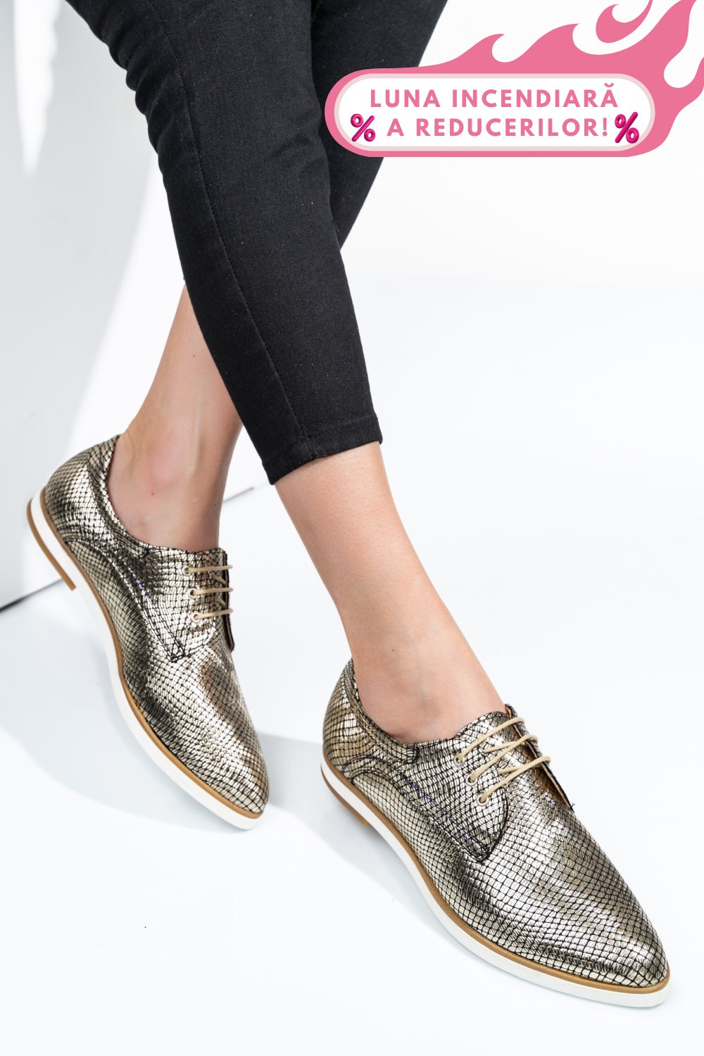 PANTOFI AURII PIELE NATURALA 9PC01