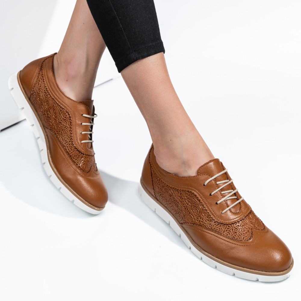 PANTOFI BEJ PIELE NATURALA 9PC00