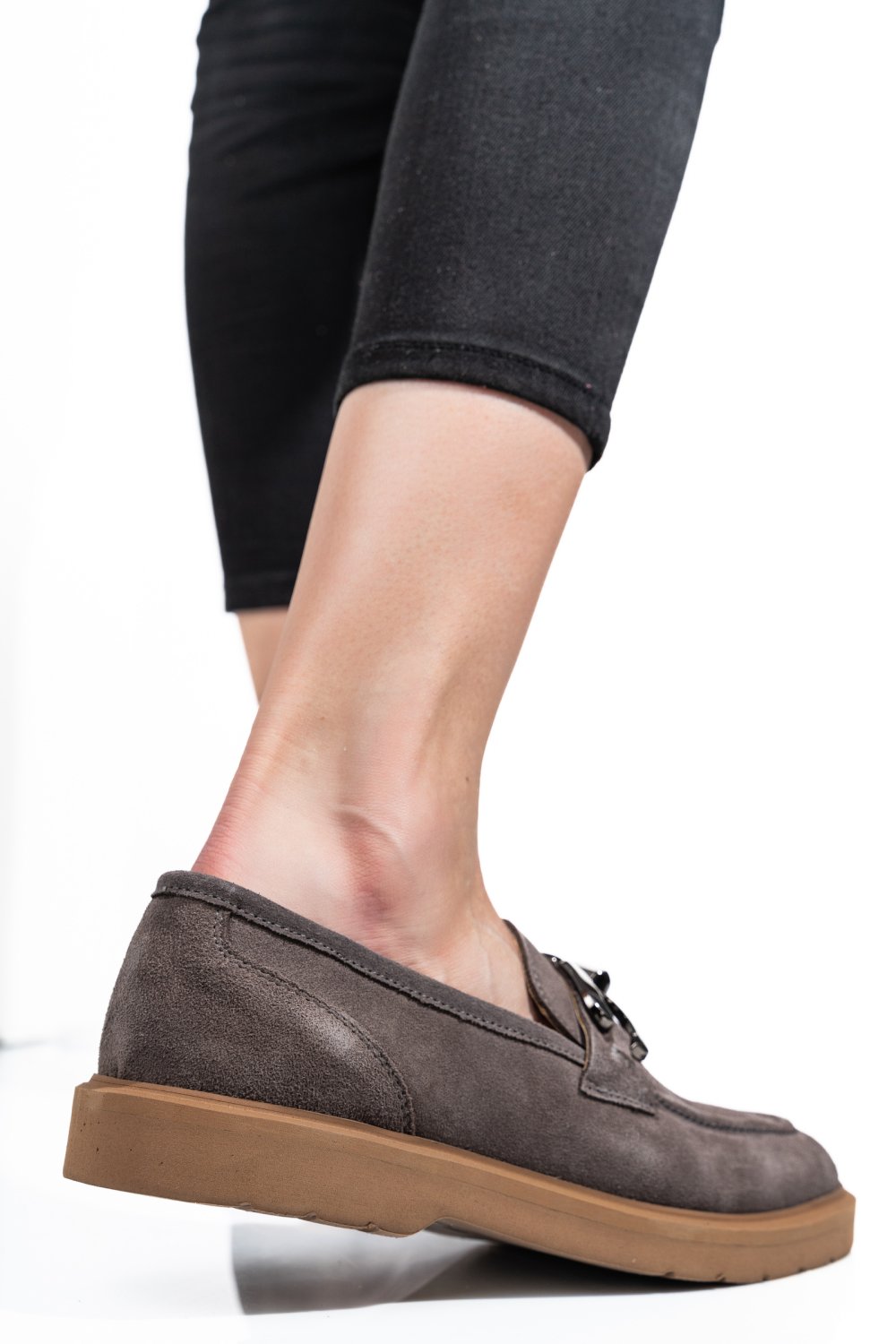 MOCASINI GRI PIELE NATURALA INTOARSA 1S771205