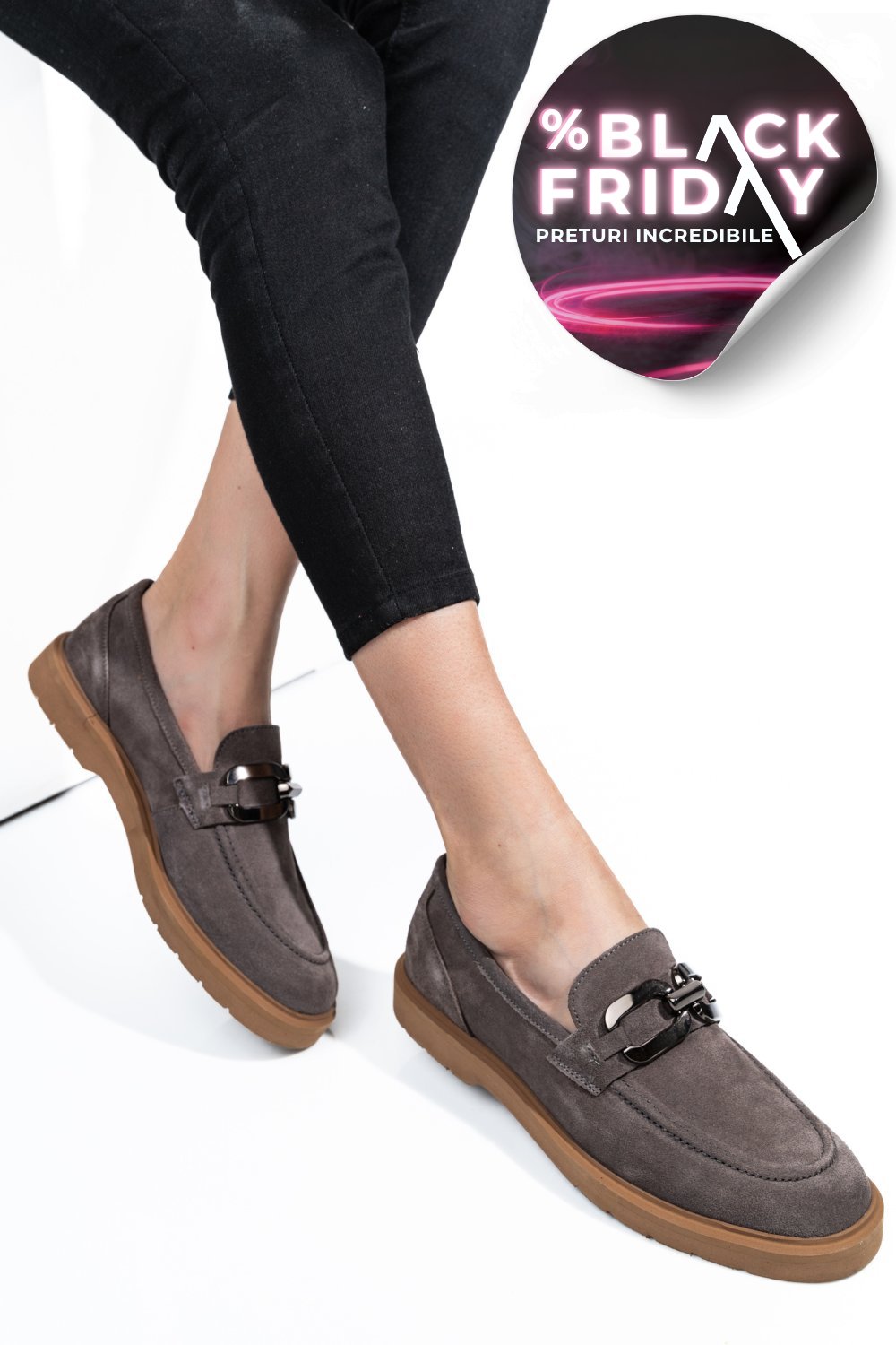 MOCASINI GRI PIELE NATURALA INTOARSA 1S771205