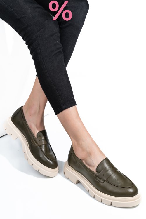 Mocasini khaki piele naturala 1s770042