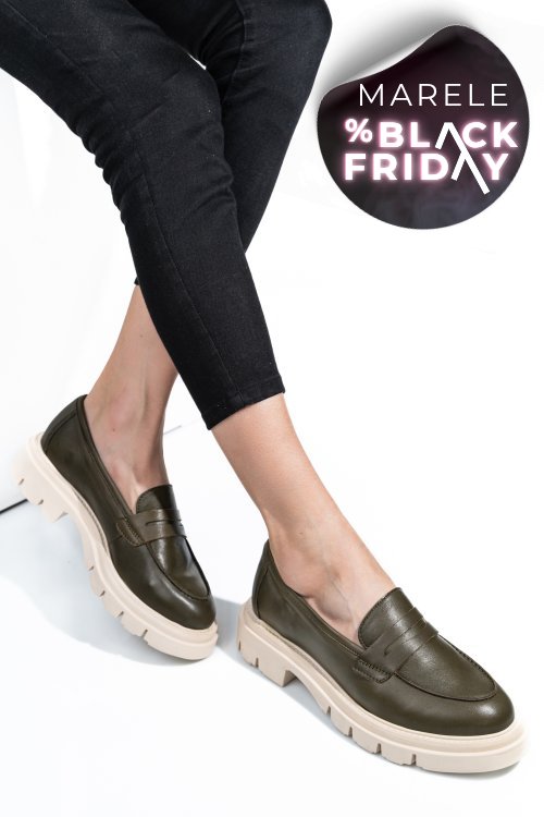 Mocasini khaki piele naturala 1s770042