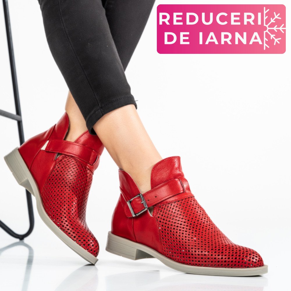 GHETE ROSII PIELE NATURALA 2S7721817NP