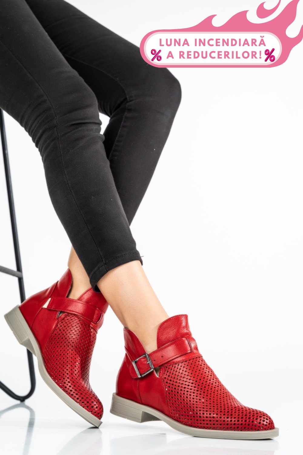 GHETE ROSII PIELE NATURALA 2S7721817NP