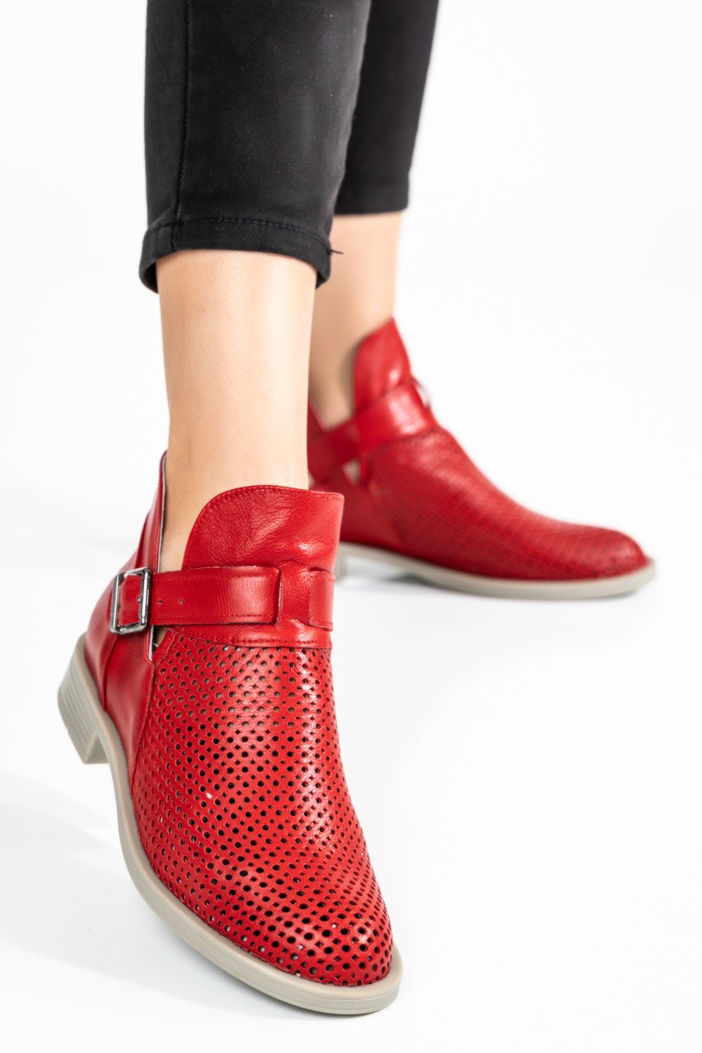 GHETE ROSII PIELE NATURALA 2S7721817NP