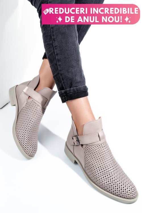 Ghete bej piele naturala 2pc21817np