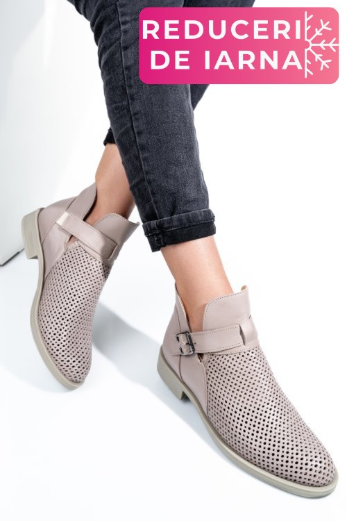 Ghete bej piele naturala 2pc21817np