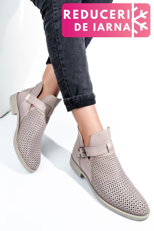 Ghete bej piele naturala 2pc21817np