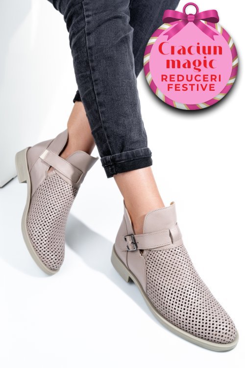 Ghete bej piele naturala 2pc21817np