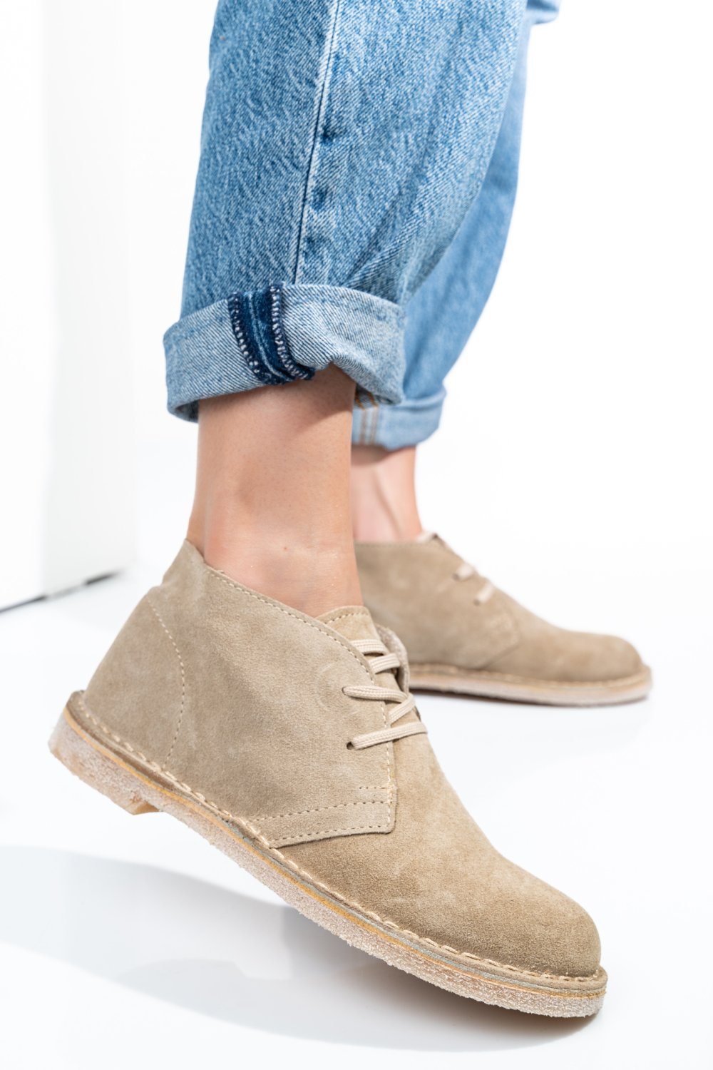 GHETE BEJ PIELE NATURALA INTOARSA GS77Y5234