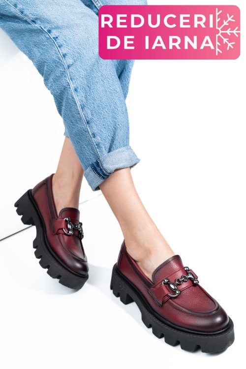 Mocasini wine piele naturala 3s7799b