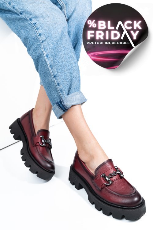 Mocasini wine piele naturala 3s7799b
