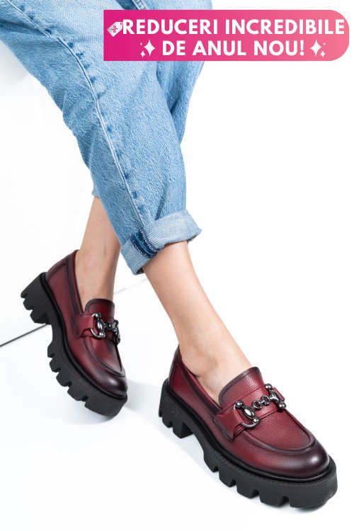 Mocasini wine piele naturala 3s7799b