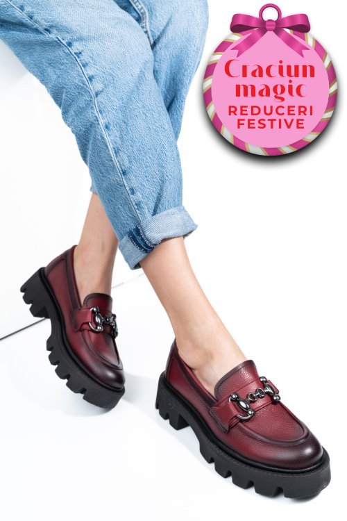 Mocasini wine piele naturala 3s7799b