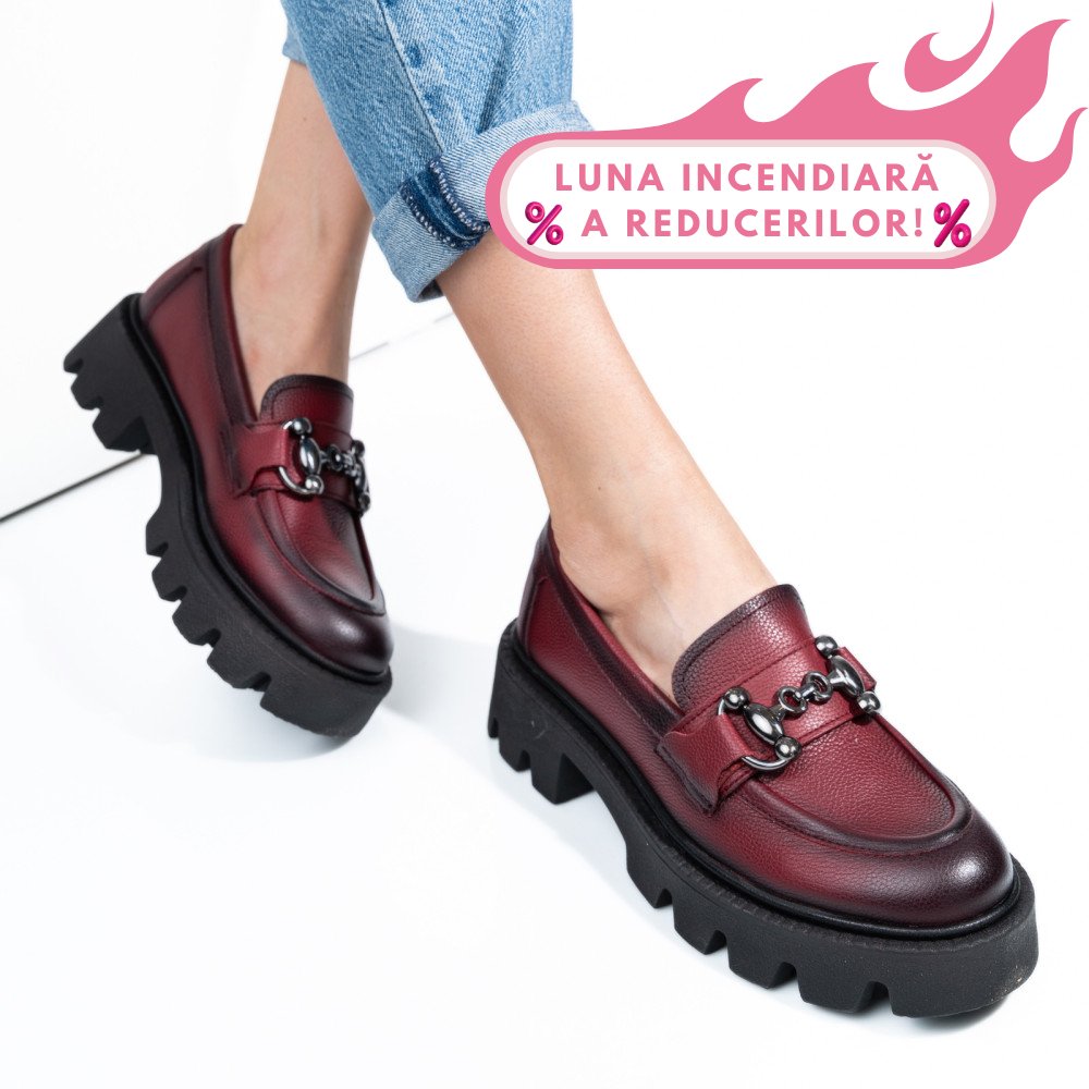MOCASINI WINE PIELE NATURALA 3S7799B