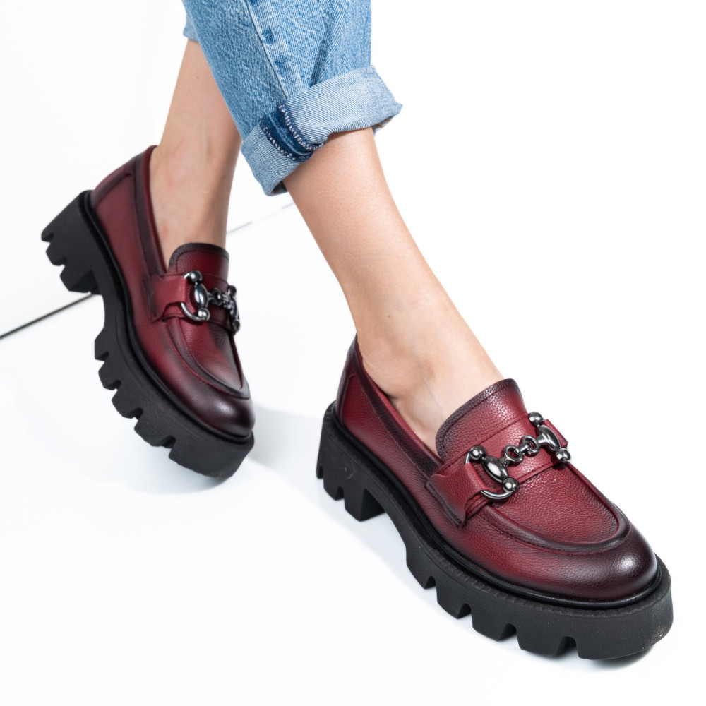 MOCASINI WINE PIELE NATURALA 3S7799B