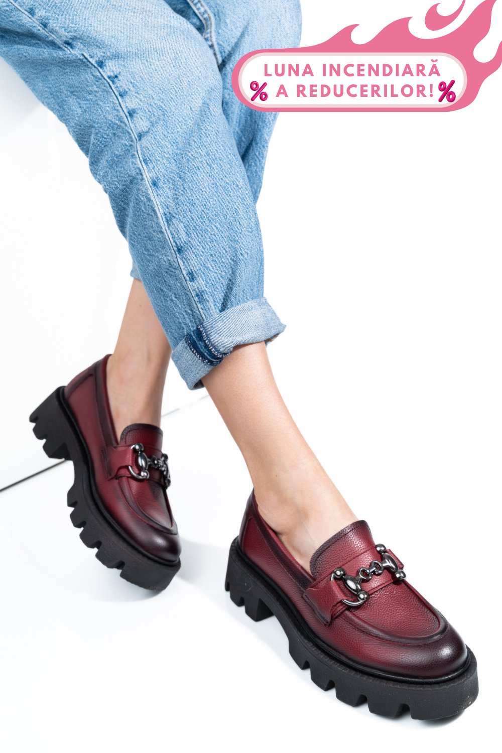 MOCASINI WINE PIELE NATURALA 3S7799B