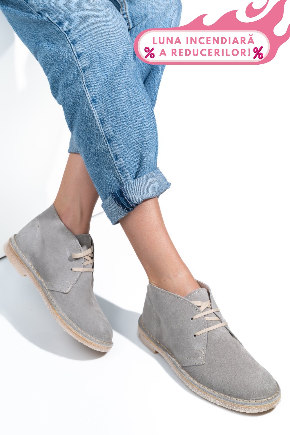 GHETE GRI PIELE NATURALA INTOARSA GS77Y5234B