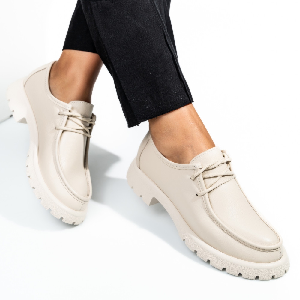 MOCASINI BEJ PIELE NATURALA 4PC247