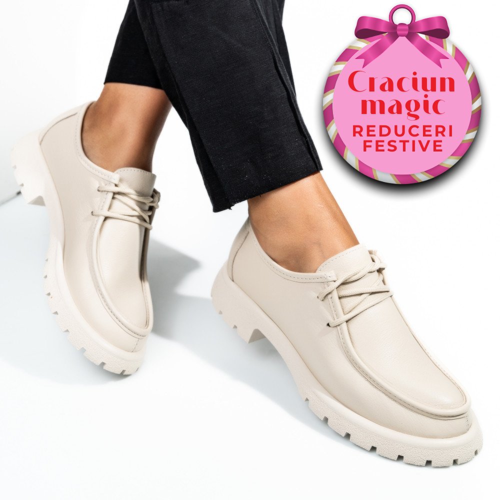 MOCASINI BEJ PIELE NATURALA 4PC247