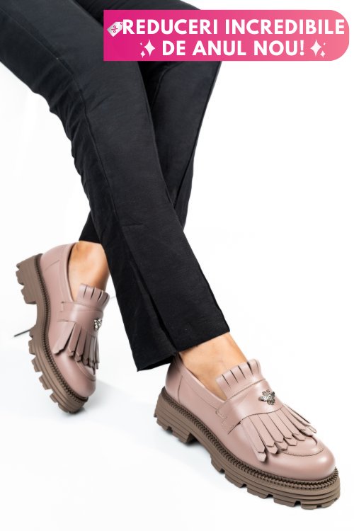 Mocasini dama piele naturala nude 3s7795
