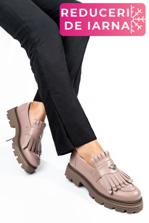 Mocasini dama piele naturala nude 3s7795