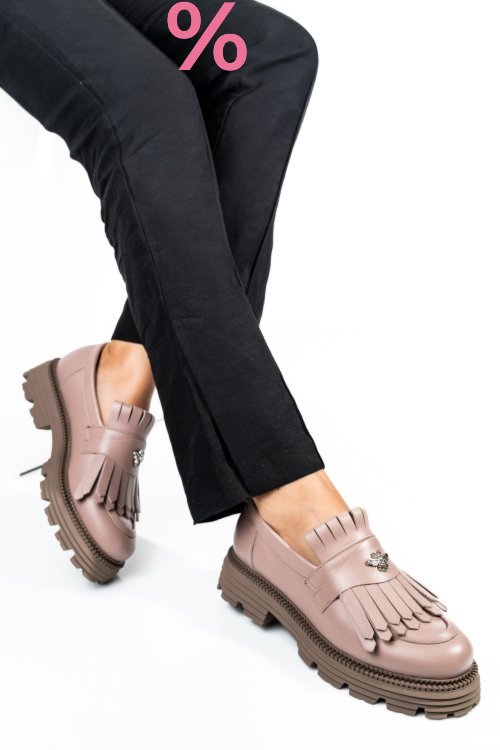 Mocasini dama piele naturala nude 3s7795