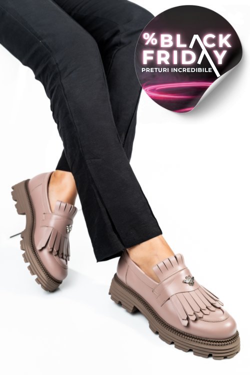 Mocasini dama piele naturala nude 3s7795