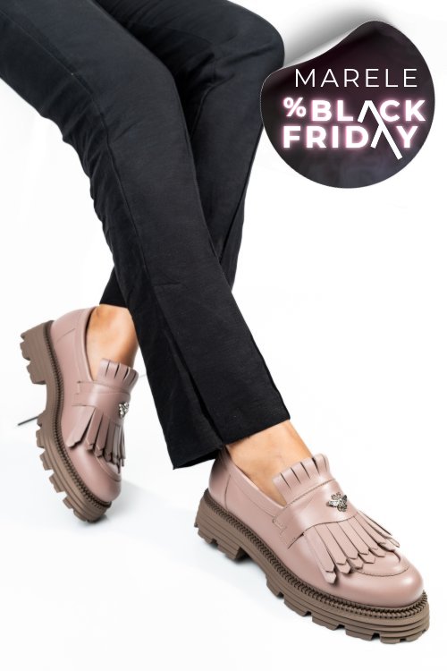 Mocasini dama piele naturala nude 3s7795