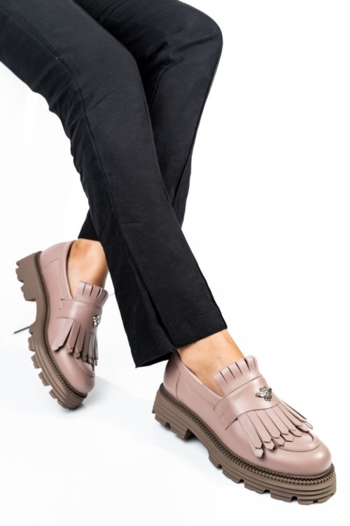 Mocasini dama piele naturala nude 3s7795