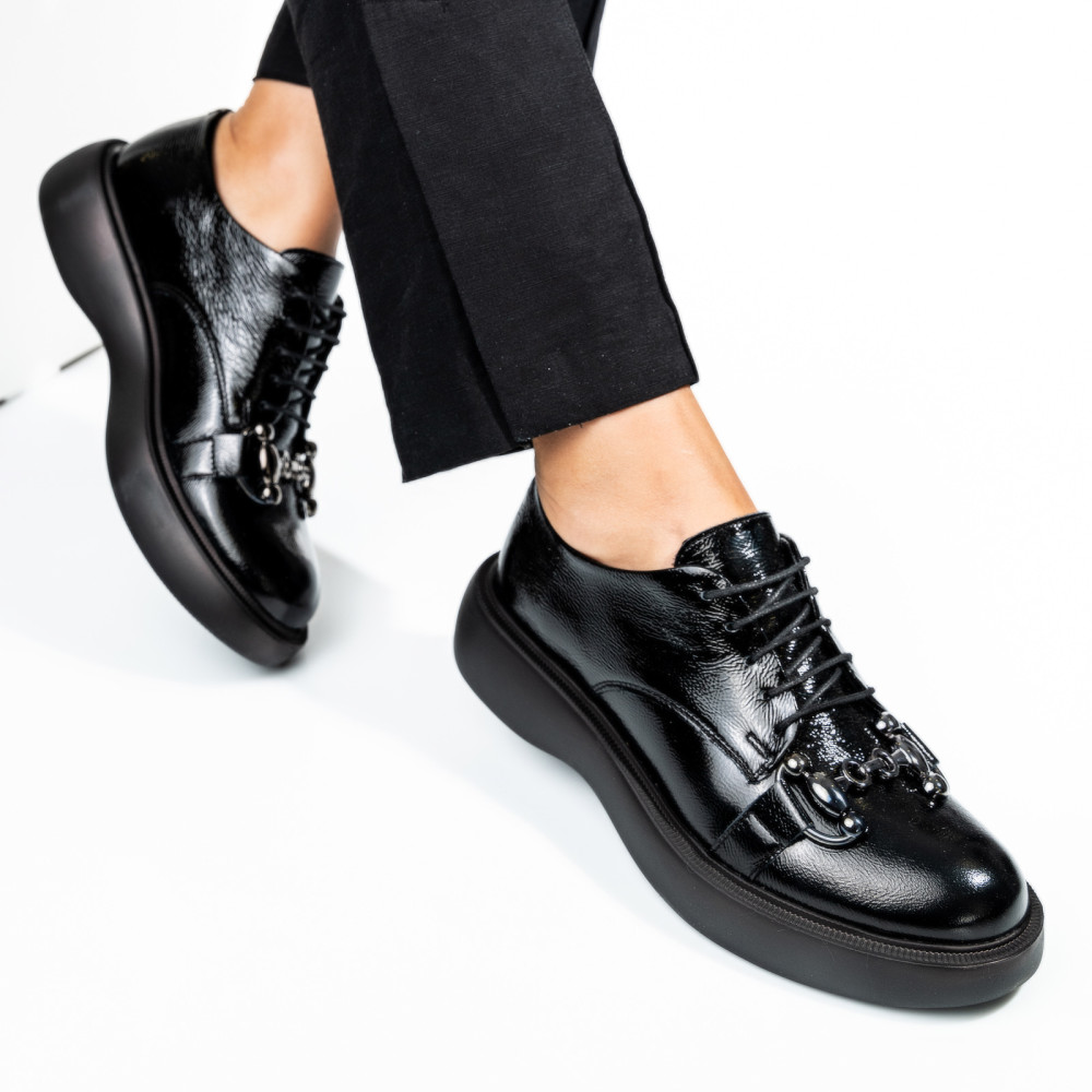 PANTOFI DAMA PIELE NATURALA LACUITA NEGRI 4S7707