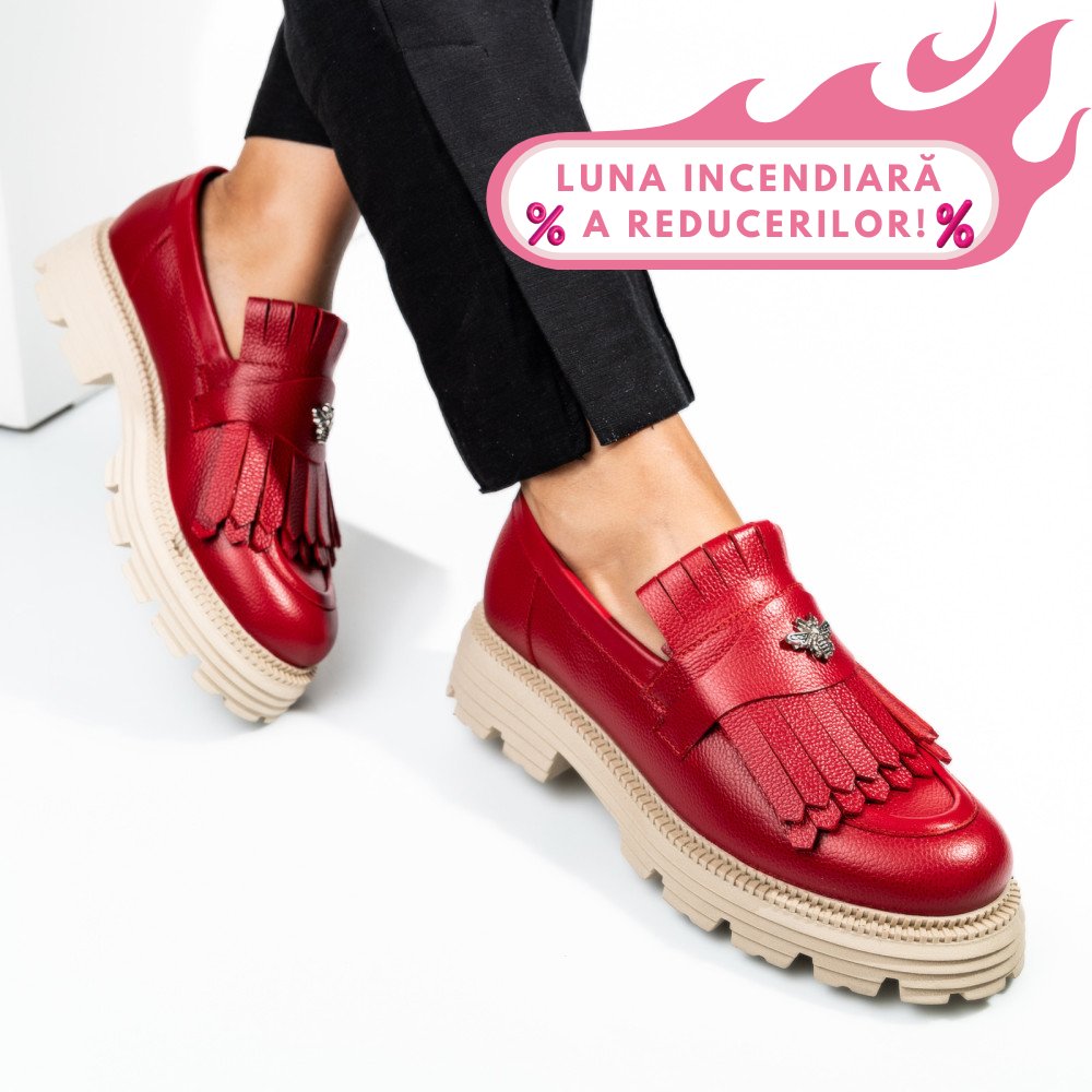 MOCASINI DAMA PIELE NATURALA ROSII TALPA BEJ 3S7795