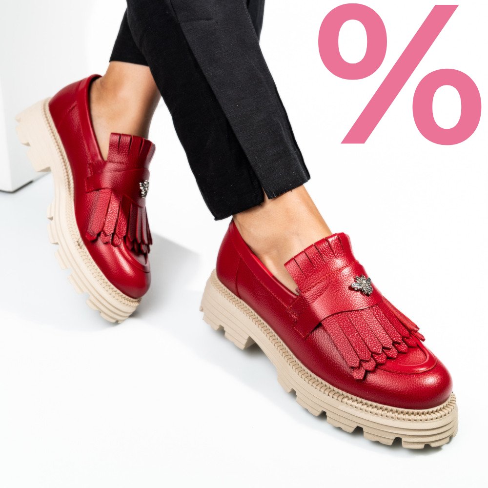 MOCASINI DAMA PIELE NATURALA ROSII TALPA BEJ 3S7795