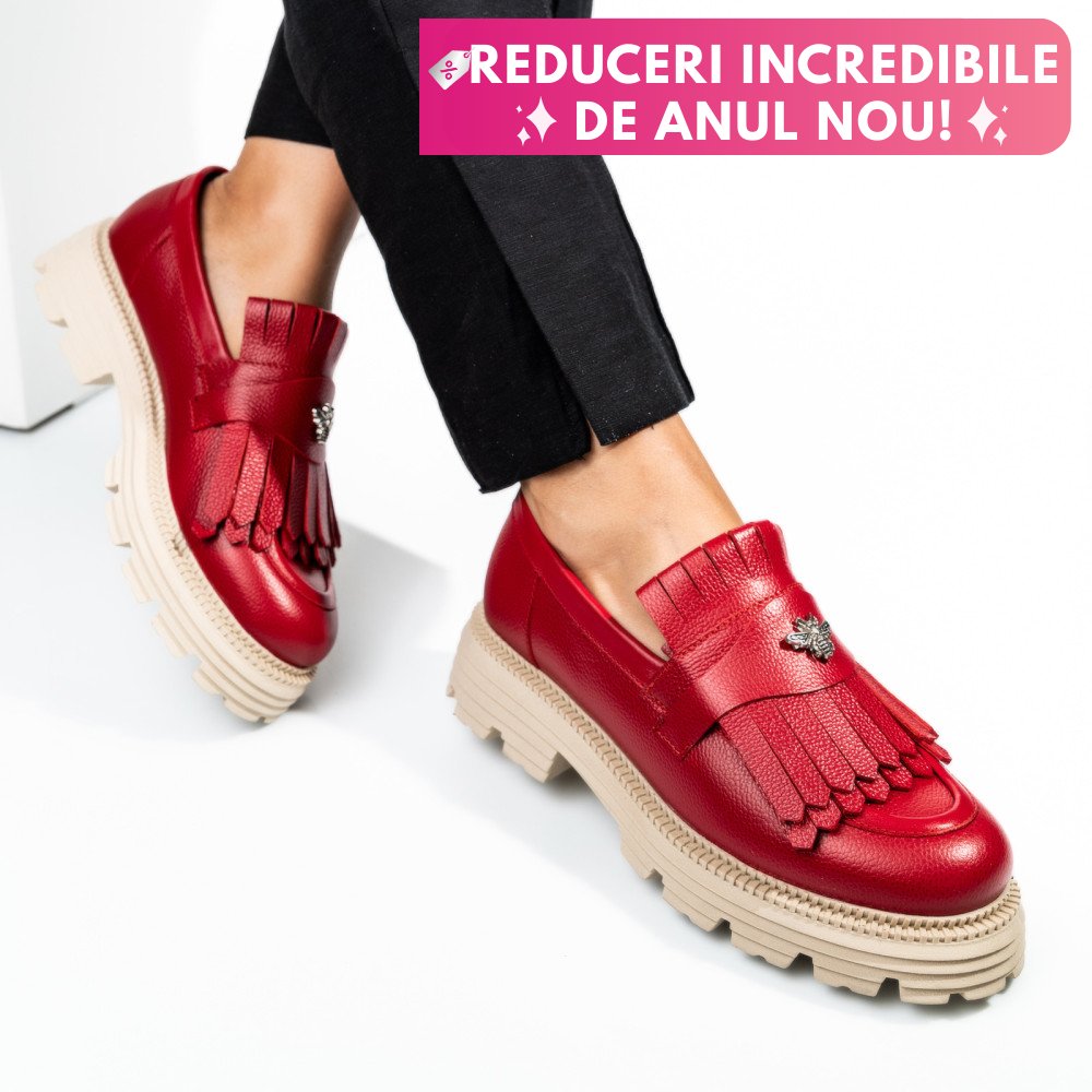 MOCASINI DAMA PIELE NATURALA ROSII TALPA BEJ 3S7795