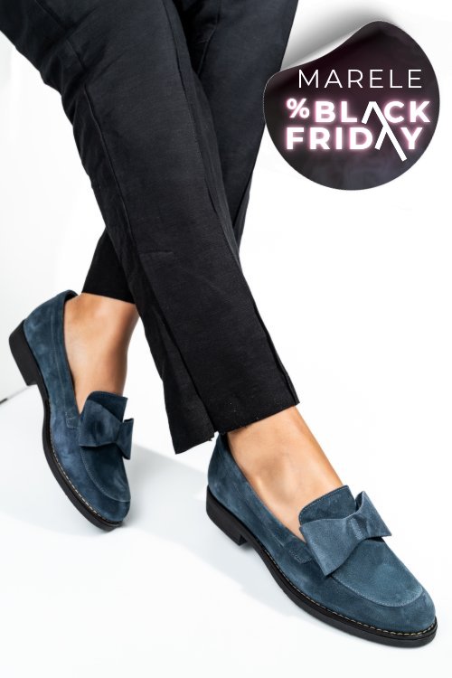 Mocasini bleumarin piele naturala intoarsa 2s77110